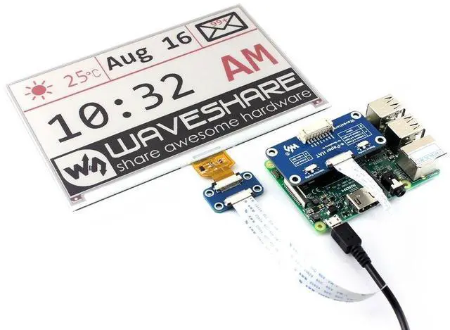 Main image of Tri-color 7.5inch E-Paper Display HAT Module 800480 E-ink Electronic Paper Screen Red/Black/White Dual-Color for Raspberry Pi/STM32/Jetson Nano SPI Interface