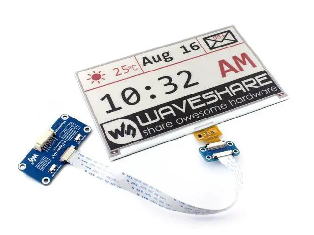 Alt view image 2 of 5 - Tri-color 7.5inch E-Paper Display HAT Module 800480 E-ink Electronic Paper Screen Red/Black/White Dual-Color for Raspberry Pi/STM32/Jetson Nano SPI Interface