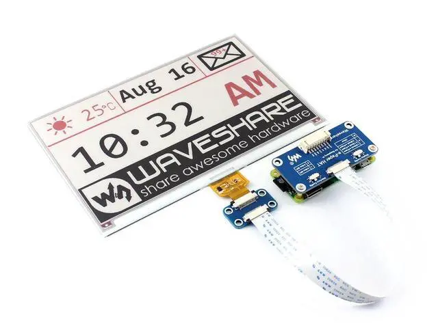 Alt view image 3 of 5 - Tri-color 7.5inch E-Paper Display HAT Module 800480 E-ink Electronic Paper Screen Red/Black/White Dual-Color for Raspberry Pi/STM32/Jetson Nano SPI Interface