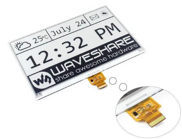 Alt view image 3 of 6 - 7.5" E-Paper Raw Display Panel, Two-Color, 640x384 Resolution, 3.3v E-Ink, Electronic Paper Screen, Compatible with Raspberry Pi/Arduino/STM32