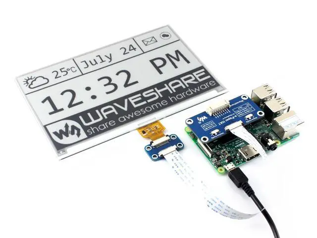 Alt view image 2 of 7 - 7.5inch E-Paper Display HAT Module 800x480 E-Ink Electronic Paper Screen with Embedded Controller for Raspberry Pi/Arduino/STM32/Jetson Nano