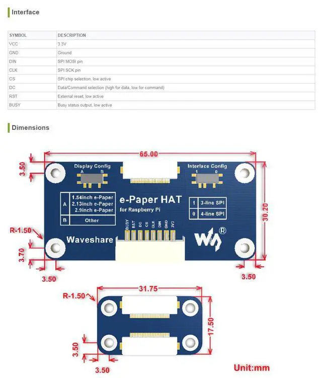 Alt view image 6 of 7 - 7.5inch E-Paper Display HAT Module 800x480 E-Ink Electronic Paper Screen with Embedded Controller for Raspberry Pi/Arduino/STM32/Jetson Nano