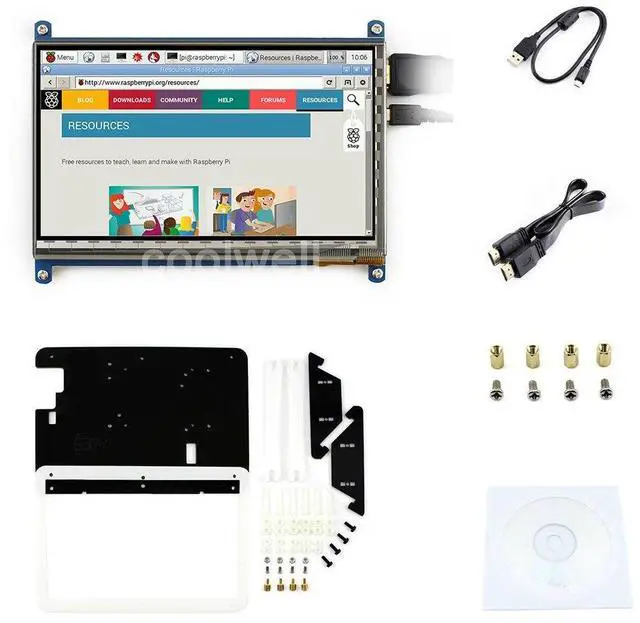 Main image of 7inch HDMI LCD for Raspberry pi Capacitive Touch Screen Display Custom Raspbian Angstrom Various System for Raspberry Pi/Beaglebone Black/Banana Pi with Bicolor Holder Case