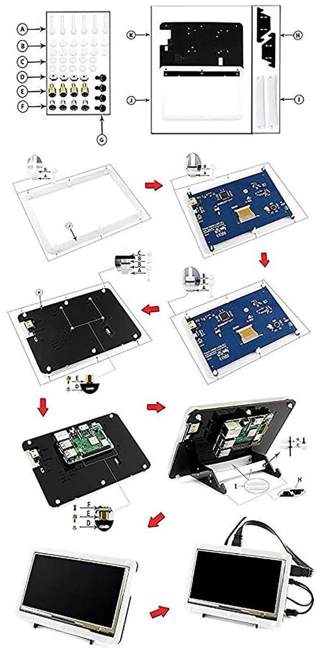Alt view image 6 of 7 - 7inch HDMI LCD for Raspberry pi Capacitive Touch Screen Display 1024 * 600 Monitor for Raspberry pi/BeagleBone Black/Banana Pi with Bicolor Holder Case Supports Various Systems