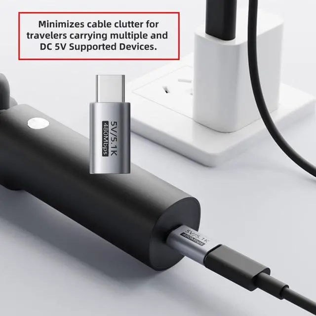 Alt view image 7 of 7 - 5 Pack USB C to USB C Voltage Converter Adapter for 20V to 5V Charging with 5.1K Resistor Support 480Mbps Data Transmission