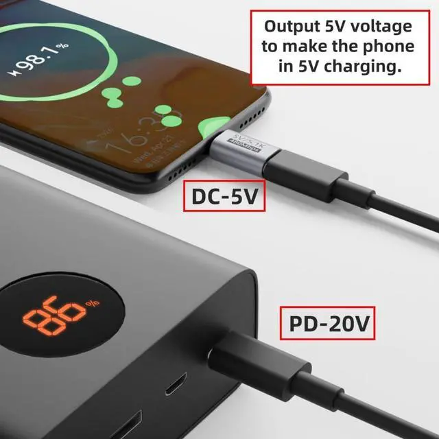 Alt view image 3 of 7 - 5 Pack USB C to USB C Voltage Converter Adapter for 20V to 5V Charging with 5.1K Resistor Support 480Mbps Data Transmission