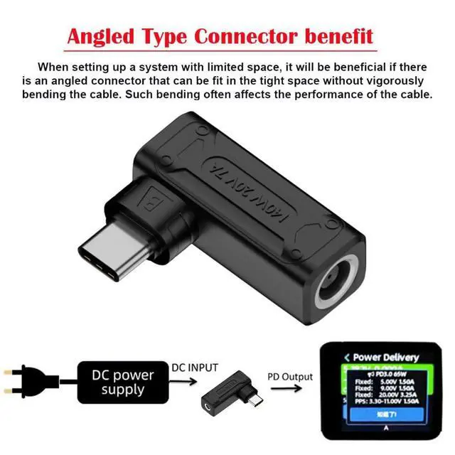 Alt view image 6 of 7 - USB C 140W Charge Converter DC 7.4x5.0mm to USB C 5V 9V 20V Power Plug Charge Adapter