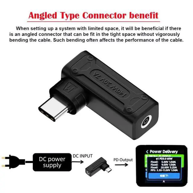 Alt view image 6 of 7 - USB C 140W Charge Converter DC 4.5x3.0mm to USB C 5V 9V 20V Power Plug Charge Adapter