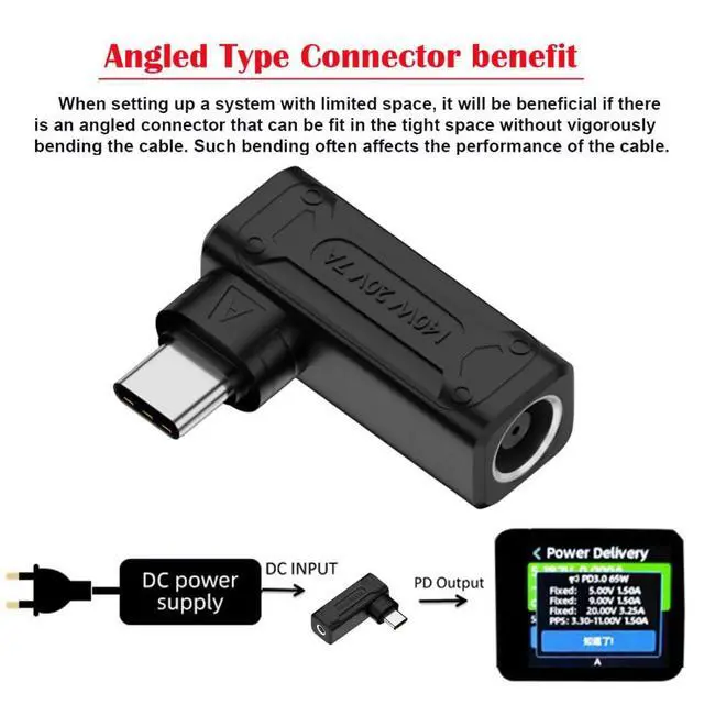 Alt view image 6 of 7 - USB C 140W Charge Converter DC 7.9x5.4mm to USB C 5V 9V 20V Power Plug Charge Adapter