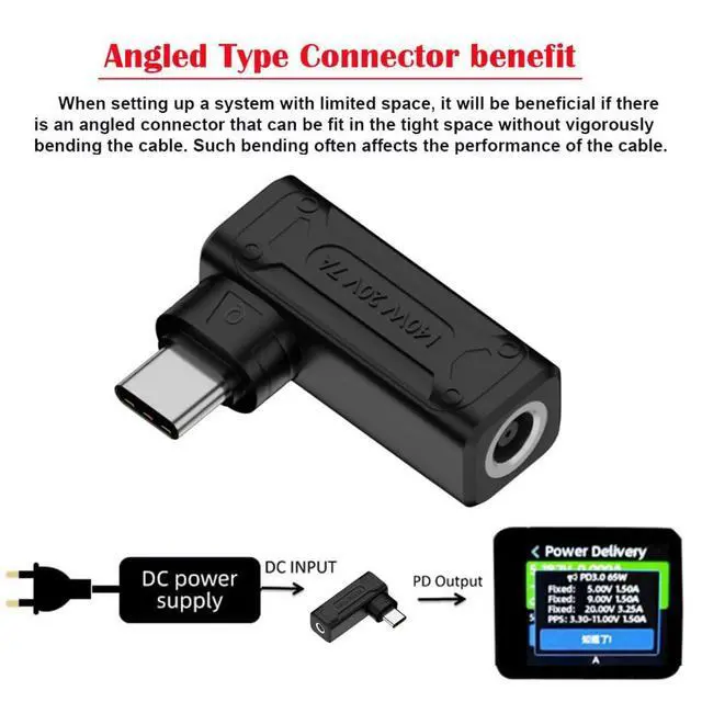Alt view image 6 of 7 - USB C 140W Charge Converter DC 6.0x1.4mm to USB C 5V 9V 20V Power Plug Charge Adapter