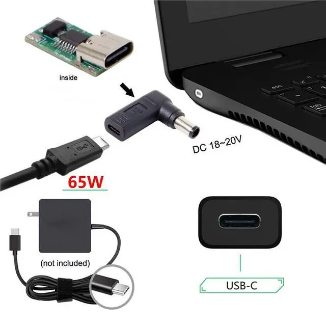 Alt view image 3 of 7 - USB C to DC 7.4x5.0mm PD 65W Emulator Trigger Converter Adapter
