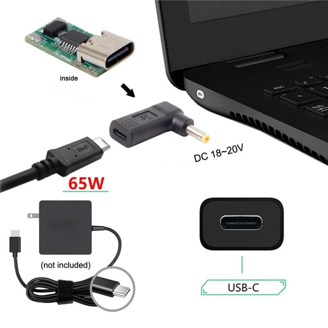 Alt view image 3 of 7 - USB C to DC 5.0x1.0mm PD 65W Emulator Trigger Converter Adapter
