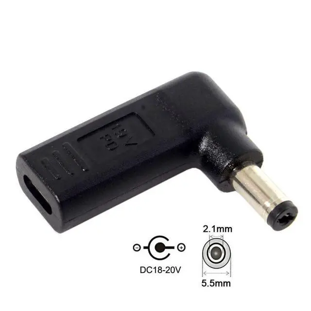 Alt view image 6 of 7 - CY USB 3.1 Type C USB-C to Rectangle DC Plug 5.5mmx2.1mm Adapter PD Emulator Trigger 90 Degree Angled for Laptop Tablet (5.5x2.1MM)