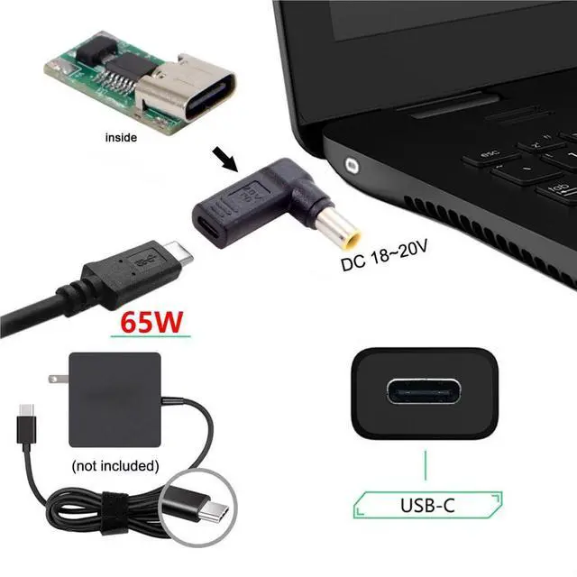 Alt view image 3 of 7 - USB C to DC 7.9x5.4mm PD 65W Emulator Trigger Converter Adapter Type-C Input to DC 20V Output
