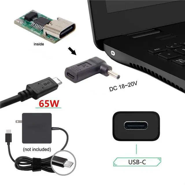 Alt view image 3 of 7 - USB C to DC 4.0x1.3mm PD 65W Emulator Trigger Converter Adapter Type-C Input to DC 20V Output