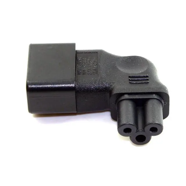 Alt view image 2 of 6 - IEC 320 C14 Socket to C5 Mickey Mouse Plug AC Power 90 Degree Right Angled Converter Adapter