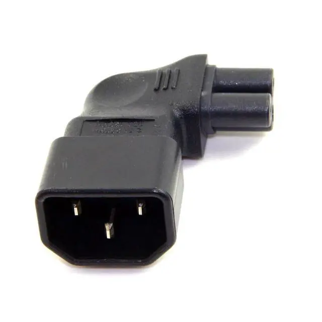 Alt view image 3 of 6 - IEC 320 C14 Socket to C5 Mickey Mouse Plug AC Power 90 Degree Right Angled Converter Adapter