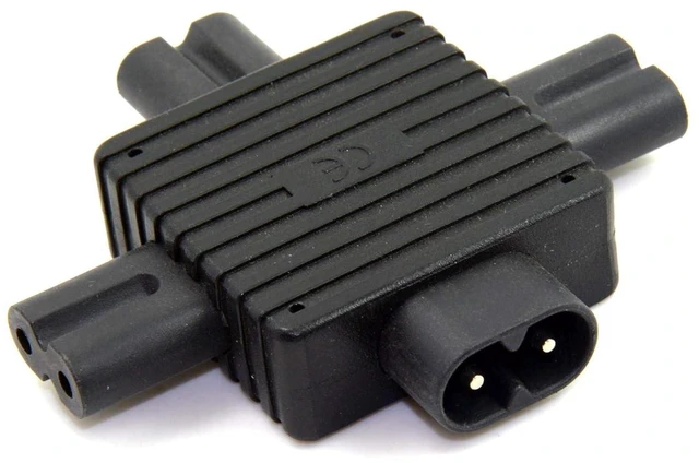 Alt view image 3 of 7 - IEC 320 C8 1 to 3 C7 Splitter Power Adapter for Power Supply 1 in 3 Out