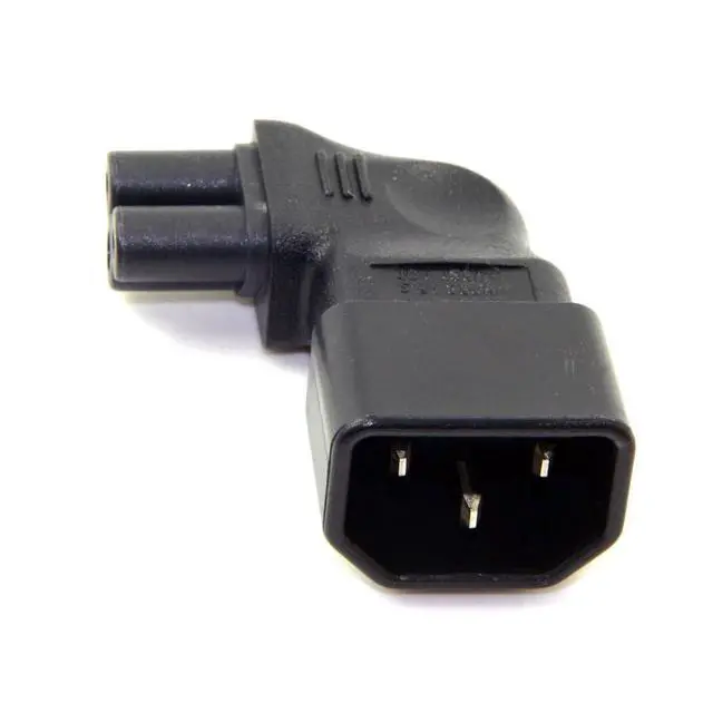 Alt view image 3 of 6 - IEC 320 C14 Socket to C5 Mickey Mouse Plug AC Power 90 Degree Left Angled Converter Adapter
