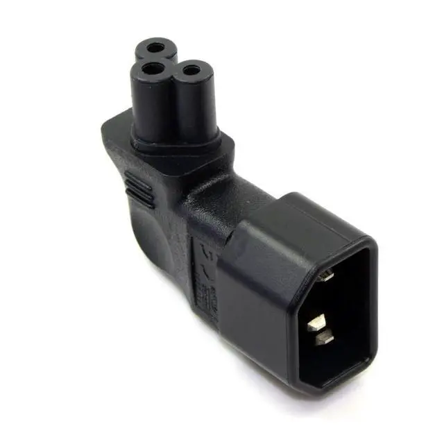 Alt view image 6 of 6 - IEC 320 C14 Socket to C5 Mickey Mouse Plug AC Power 90 Degree Left Angled Converter Adapter