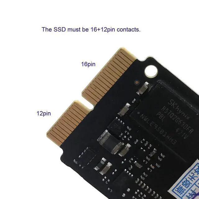 Alt view image 6 of 7 - 12+16Pin MAC SSD to Motherboard M.2 NVME NGFF M-Key Convert Adapter Card for 2013 2014 2015 A1493 A1502 A1465 A1466 MAC Pro Air SSD