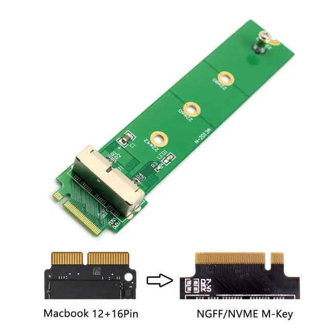 Alt view image 5 of 7 - 12+16Pin MAC SSD to Motherboard M.2 NVME NGFF M-Key Convert Adapter Card for 2013 2014 2015 A1493 A1502 A1465 A1466 MAC Pro Air SSD