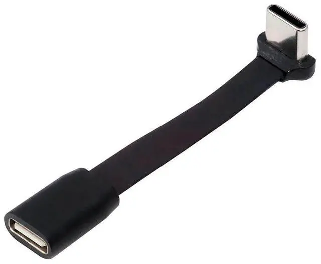 Main image of 2.6 Inch USB C Short Flat Cable,USB 2.0 Type C Male to Female 90 Degree Angled PD 65W Fast Charge Data Extension Cable 66MM