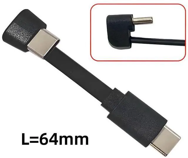 Alt view image 7 of 7 - 2.5 Inch USB C Short Flat Cable,USB 2.0 Type C Male to Female 180 Degree Angled PD 65W Fast Charge Data Extension Cable 64MM