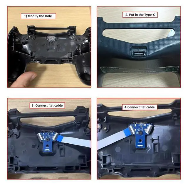 Alt view image 5 of 7 - PS4 USB C DIY Connector for DualShock JDS-040/055 Micro USB 5Pin to USB C Female Socket Port Repair Replacement Solder Adapter