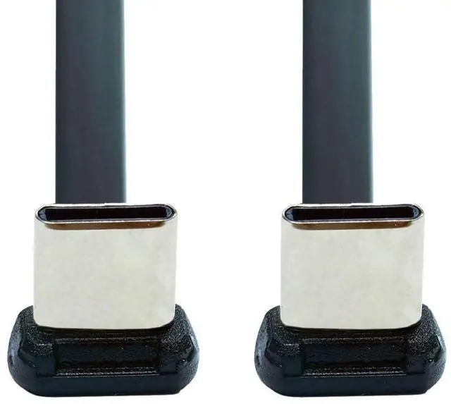 Main image of USB C Short Flat Cable USB 2.0 Type C Dual 90 Degree Angled PD 65W Fast Charge Data Extension Cable 70MM