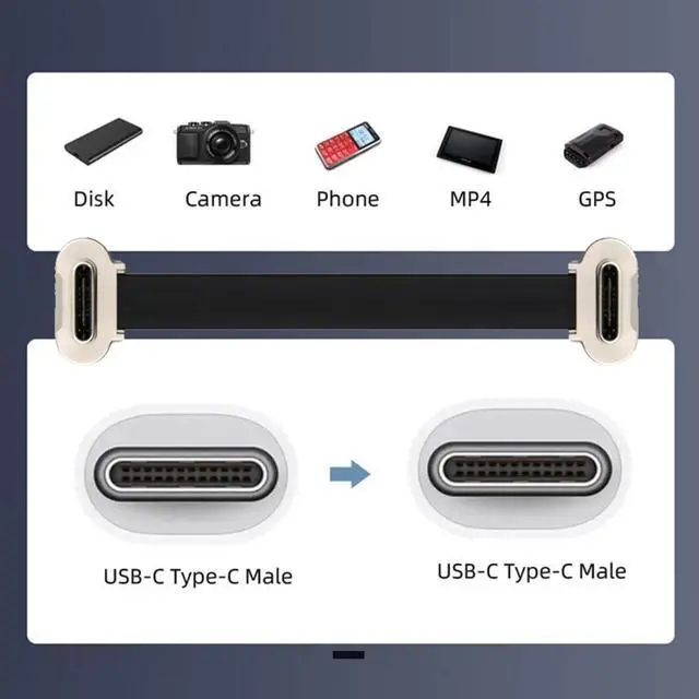 Alt view image 7 of 7 - 7.87 Inch USB C Short Flat Cable,USB 2.0 Type C Dual 90 Degree Angled PD 65W Fast Charge Data Extension Cable 20CM for Power Banks
