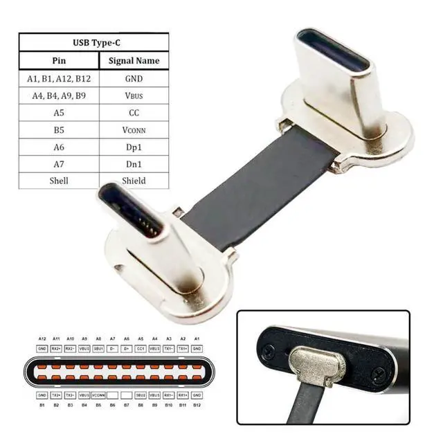 Alt view image 5 of 7 - 0.78Inch USB C Short Flat Cable, USB 2.0 Type C Dual 90 Degree Angled PD 65W Fast Charge Data Extension Cable for Power Bank