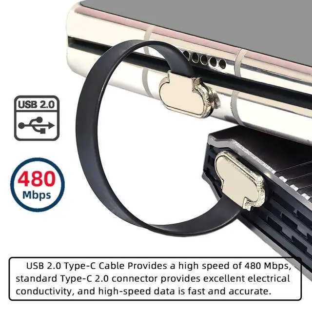 Alt view image 3 of 7 - 7.87 Inch USB C Short Flat Cable,USB 2.0 Type C Dual 90 Degree Angled PD 65W Fast Charge Data Extension Cable 20CM for Power Banks