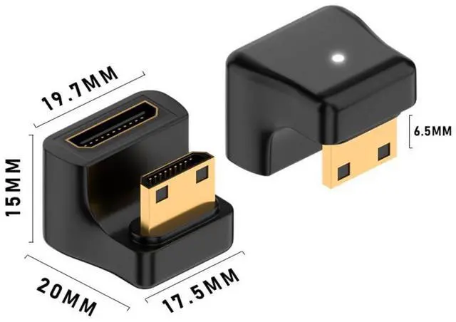 Alt view image 7 of 7 - 2 Pack Mini HDMI Male to Mini HDMI Female 8K@60Hz 4K@120Hz 180 Degree Angled Converter Connector Adapter