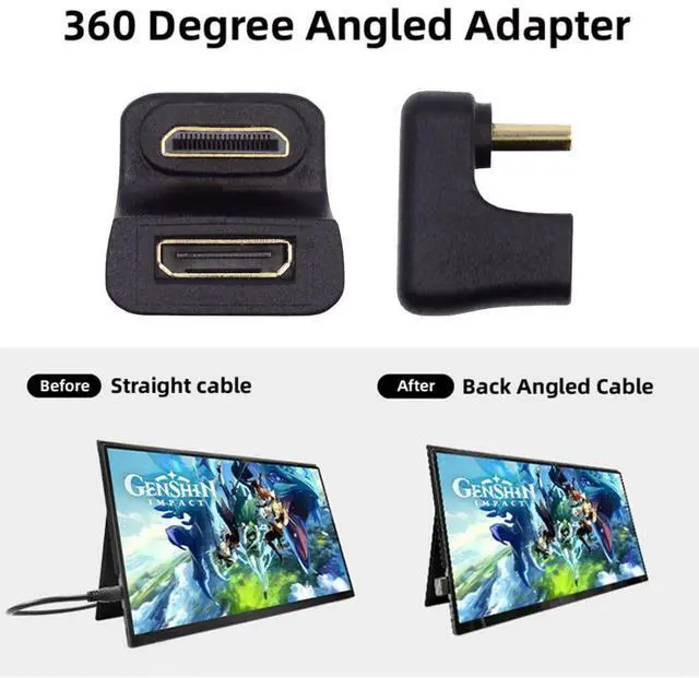 Alt view image 3 of 7 - Mini HDMI Male to Mini HDMI Female 8K@60Hz 4K@120Hz 180 Degree UP Angled Extension Adapter Converter Connector