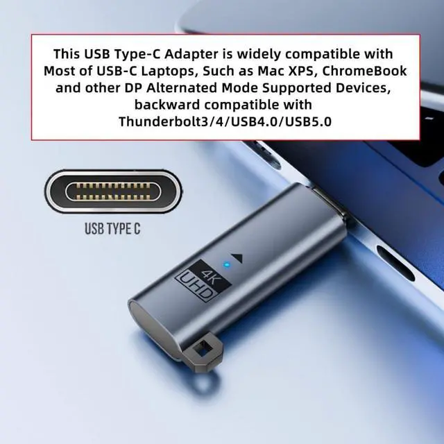 Alt view image 3 of 7 - USB C Virtual Display Adapter USB Type C Monitor Dummy Plug Headless Ghost Display Emulator Support EDID 3840x2160 4K@60hz with Indicator Light Compatible with Thunderbolt 3/4 Blue