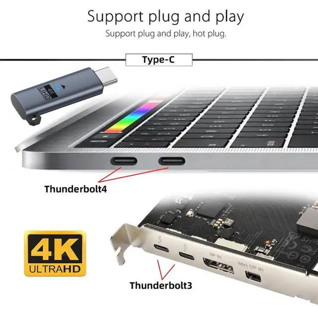 Alt view image 5 of 7 - USB C Virtual Display Adapter USB Type C Monitor Dummy Plug Headless Ghost Display Emulator Support EDID 3840x2160 4K@60hz with Indicator Light Compatible with Thunderbolt 3/4 Blue