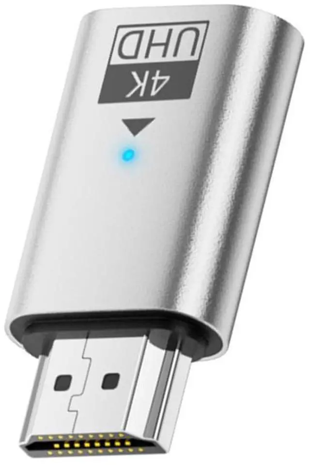 Main image of HDMI Virtual Display Adapter HDMI 1.4 Monitor Dummy Plug Headless Ghost Display Emulator Support EDID 3840x2160 4K@60hz with Indicator Light Silver