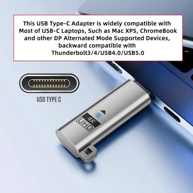 Alt view image 3 of 7 - USB C Virtual Display Adapter USB Type C Monitor Dummy Plug Headless Ghost Display Emulator Support EDID 3840x2160 4K@60hz with Indicator Light Compatible with Thunderbolt 3/4 Silver