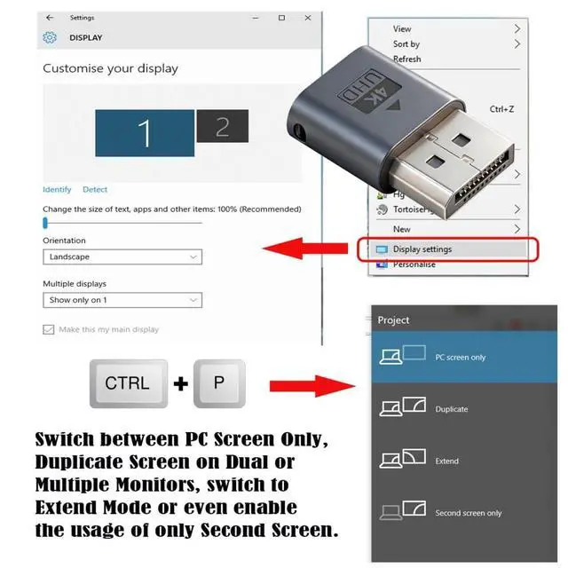 Alt view image 7 of 7 - DisplayPort Virtual Display Adapter DisplayPort Monitor Dummy Plug Headless Ghost Display Emulator Support 3840x2160 4K@17hz with Indicator Light