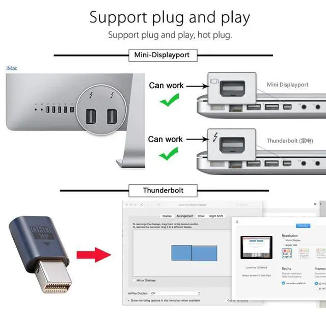 Alt view image 4 of 7 - Mini DisplayPort Virtual Display Adapter Mini DisplayPort Monitor Dummy Plug Headless Ghost Display Emulator Support 3840x2160 4K@17hz with Indicator Light
