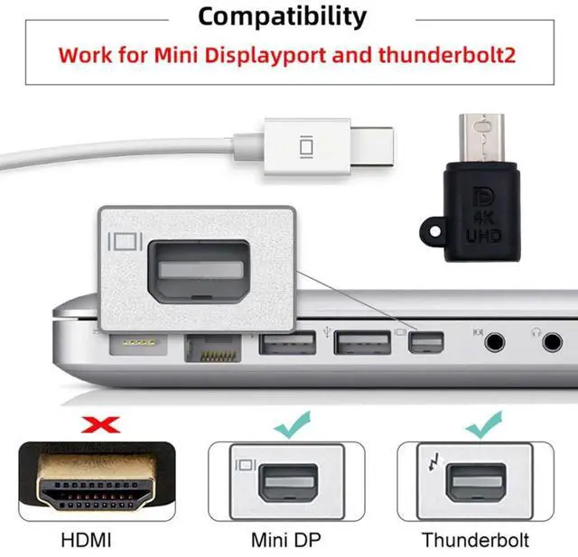 Alt view image 4 of 7 - Mini DisplayPort Virtual Display Adapter Mini DisplayPort Monitor Dummy Plug Headless Ghost Display Emulator Support 3840x2160 4K@17hz