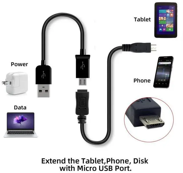 Alt view image 3 of 7 - Micro USB 2.0 Extension Cable,Micro USB 5Pin Male to Female Data Charging Extension Cable for Dash Cam/GPS/Camera 0.65FT/0.2M