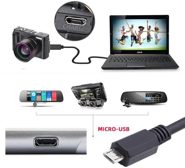Alt view image 2 of 7 - Micro USB 2.0 Extension Cable,Micro USB 5Pin Male to Female Data Charging Extension Cable for Dash Cam/GPS/Camera 0.65FT/0.2M