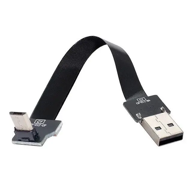 Alt view image 7 of 7 - Micro USB Flat Cable USB 2.0 Male to Micro USB Male 90 Degree UP Angled Ribbon Flex Extension Cable Adapter 1.0M