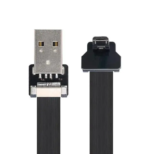 Alt view image 6 of 7 - Micro USB Flat Cable USB 2.0 Male to Micro USB Male 90 Degree UP Angled Data Transfer Charging Ribbon Flex Extension Cable Adapter 0.2M
