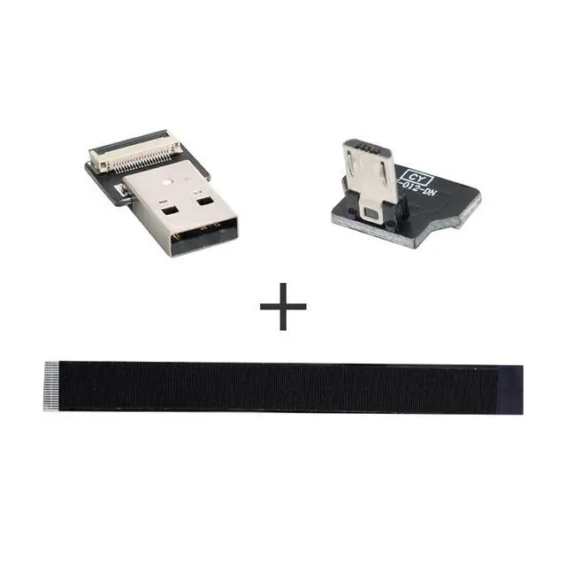 Alt view image 5 of 7 - Micro USB Flat Cable USB 2.0 Male to Micro USB Male 90 Degree Down Angled Ribbon Flex Extension Cable Adapter 2.0M