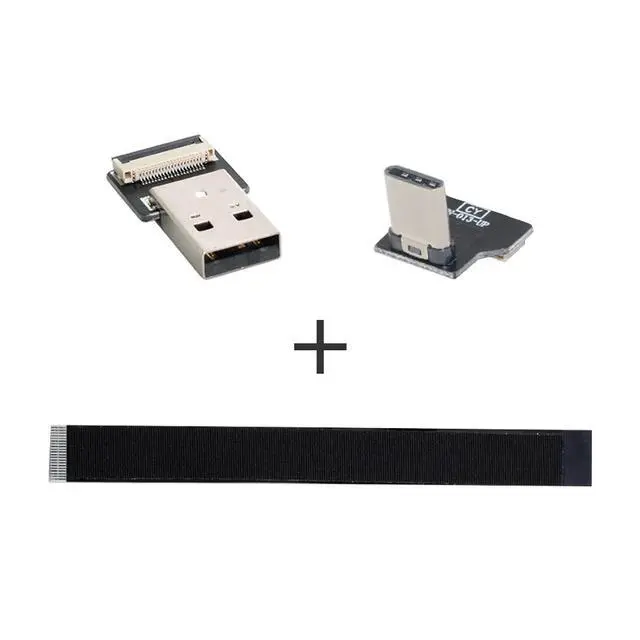 Alt view image 5 of 7 - USB C Flat Cable USB 2.0 Male to USB C Male 90 Degree UP Angled Ribbon Flex Extension Cable Adapter 2.0M