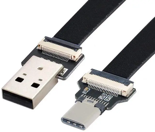 Main image of USB C Flat Cable USB 2.0 Male to USB C Male Ribbon Flex Extension Cable Adapter 0.5M