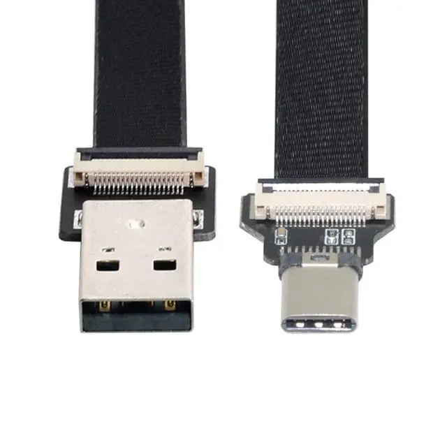 Alt view image 6 of 7 - USB C Flat Cable USB 2.0 Male to USB C Male Ribbon Flex Extension Cable Adapter 0.5M